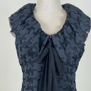 Don Caster Collection Black Ruffled Neckline Sleeveless Blouse SIZE 2.